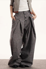 Vertical Stripe Pleated Draped Rebel Chic Wide Leg Pants