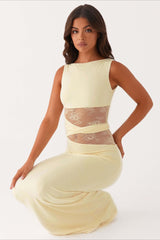 Sexy Cut Out Lace Panel Sleeveless Bodycon Dress