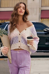 Colorblock V Neck Knit Sweater