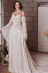 Strapless Lace Long Sleeve Wedding Dress