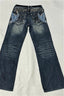 Butterfly Embroidered Washed Denim Bootcut Jeans