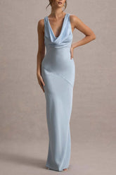 Elegant Luxury Satin Slim Bodycon Mermaid Backless Formal Dress