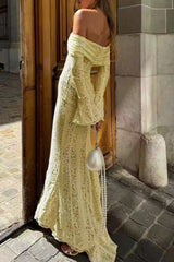 Sexy Off Shoulder Ruched Lace Flare Sleeve Bodycon Dress