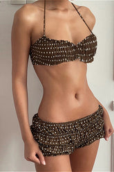 Ruched Polka Dot Bikini Set