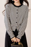 Black White Stripe Knit Cardigan