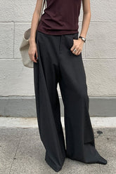 High Waist Drape Wide Leg Tailored Pants