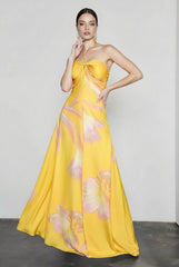 Print Backless Strapless Vacation Dress