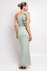 Sexy Tulle One Shoulder Floral Bodycon Slim Formal Dress