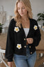 Short Floral Knit Long Sleeve Cardigan
