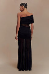 Tulle Paneled Strapless Ruched Sheer Formal Dress
