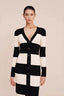 Fitted Strapless Striped Work Dress