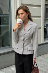 Charcoal Gray Tailored Waist Blazer