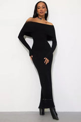 Knit Off Shoulder Sweater Dress