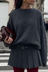 Plain Ribbed Long Sleeve Sweater