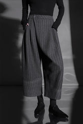 Relaxed Wide Leg Bootcut Wool Ankle Crop Pants