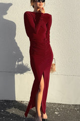 Defined Waist Long Work Dress