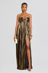 Strapless Slit Slip Prom Dress