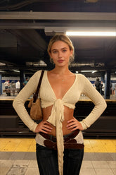 Solid Slim Lace Up Sheer Top