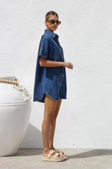 Short Sleeve Shirt Denim Dress