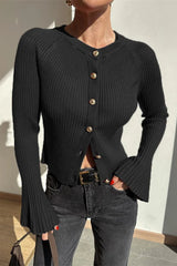 Single Breasted Ribbed Knit Cardigan