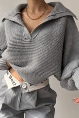 Long Sleeve Collar Knit Sweater