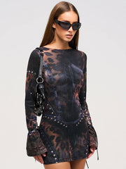 Leopard Gradient Gothic Mini Dress