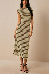 Striped Knit Bodycon Work Dress