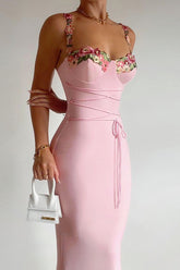 Appliqué Bodycon Slip Dress