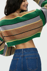 Chic Color Block Crop Sweater