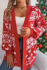 Reindeer Pocket Long Sleeve Christmas Cardigan