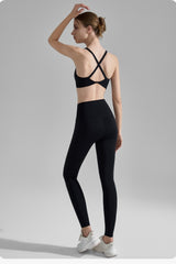 Seamless Cross Back Bra Sculpting Pants Activewear Set