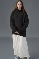 Solid High Neck Loose Knit Sweater