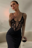 Lace Bustier Strappy Bodycon Party Dress