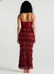 Elegant Spaghetti Strap A-Line Bodycon Maxi Sequin Dress