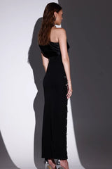 Luxury Asymmetrical Shoulder Rhinestone Bandage Formal Dress
