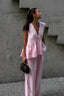 Cotton V Neck Sleeveless Vest Pants Two Piece Set