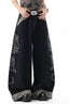 Camouflage Panel Letter Embroidered Wide Leg Jeans