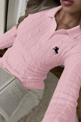 Collared Long Sleeve Knit Sweater