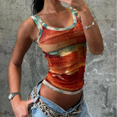 Gradient Print Hipster Casual Basic Cami Top