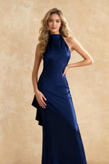 Chic Sexy Satin Backless Solid Elegant Formal Dress