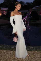 Sexy Strapless Ruched Tiered Ruffle Formal Dress