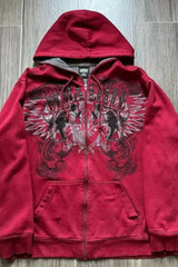 Retro Street Graphic Zip Hoodie