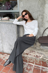 High Waist Drape Wide Leg Tailored Pants