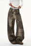 Leopard Washed Barrel Leg Streetwear Jeans