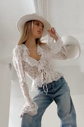 Sexy Chiffon Tie Ruffle Blouse