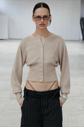 Embroidered Button Crop Cardigan