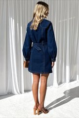 Button-Down Tie Waist Denim Dress