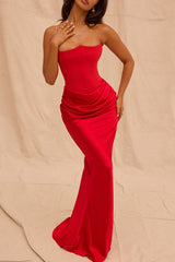 Sexy Backless Cinched Waist Maxi Dress