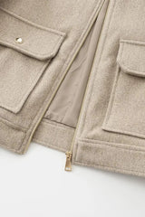 Zipper Pocket Lapel Short Jacket