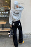 Solid Color Contrast Print Loose Straight Casual Jeans